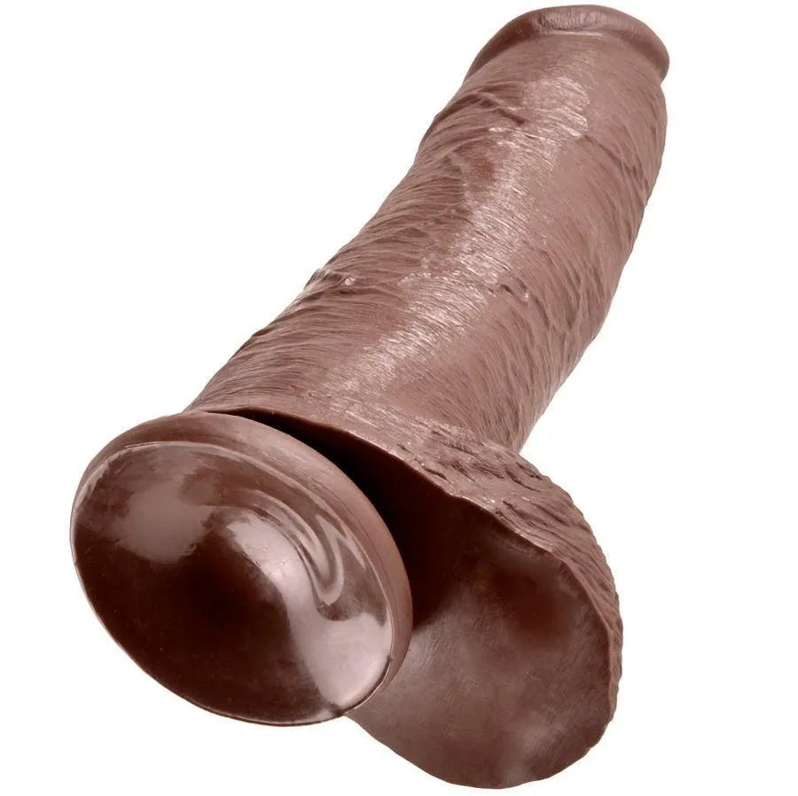 Gode réaliste marron avec ventouse, texture peau naturelle, hypoallergénique, sans phtalates, fabriqué aux USA.