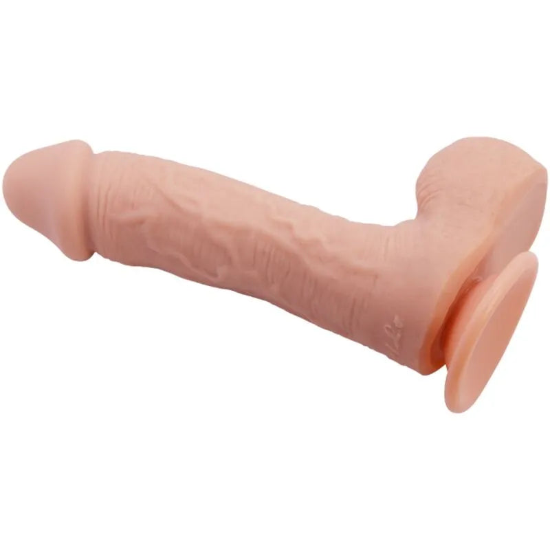 Gode réaliste TPR beige texturé veines, tête généreuse, ventouse puissante, finition artisanale, 220mm x 47mm.