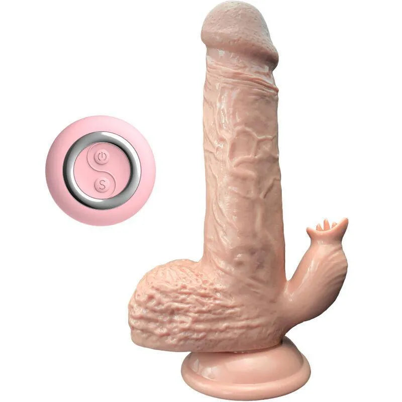 Gode réaliste vibrant autochauffant stimulateur langue sept modes vibrations mouvement poussée TPE doux sûr ergonomique 19x4cm