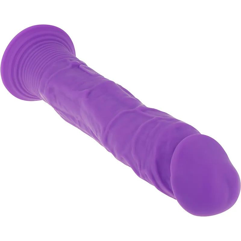 gode réaliste vibrant silicone lilas souple ferme texturé réglable puissant étanche antiallergique hygiénique insérable15cm longueur19cm pilesAAA élégant