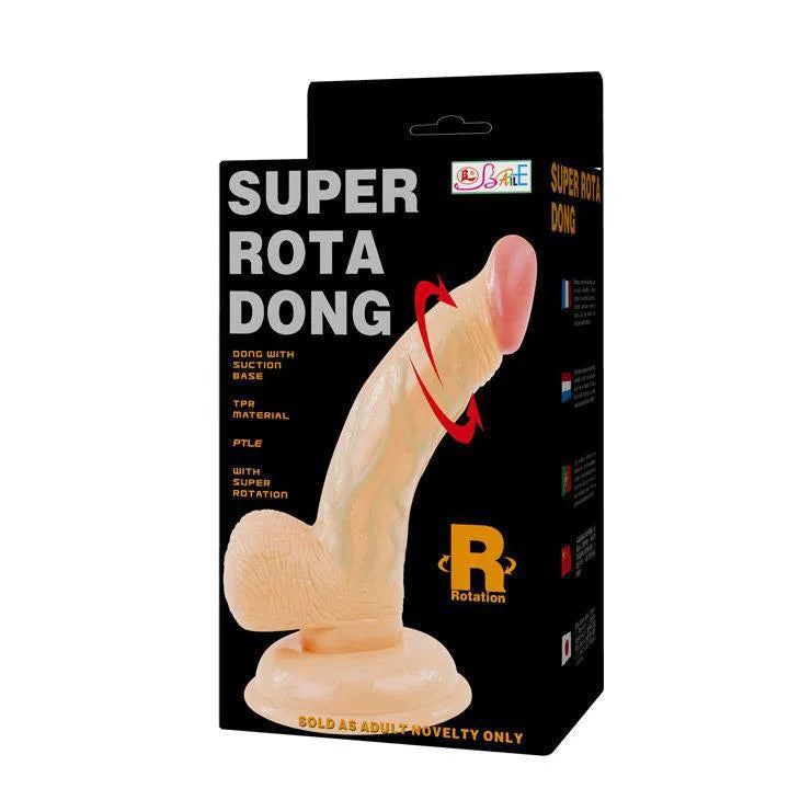 Gode rotatif réaliste incurvé texturé beige avec ventouse et télécommande, cible point G pour stimulation intense.