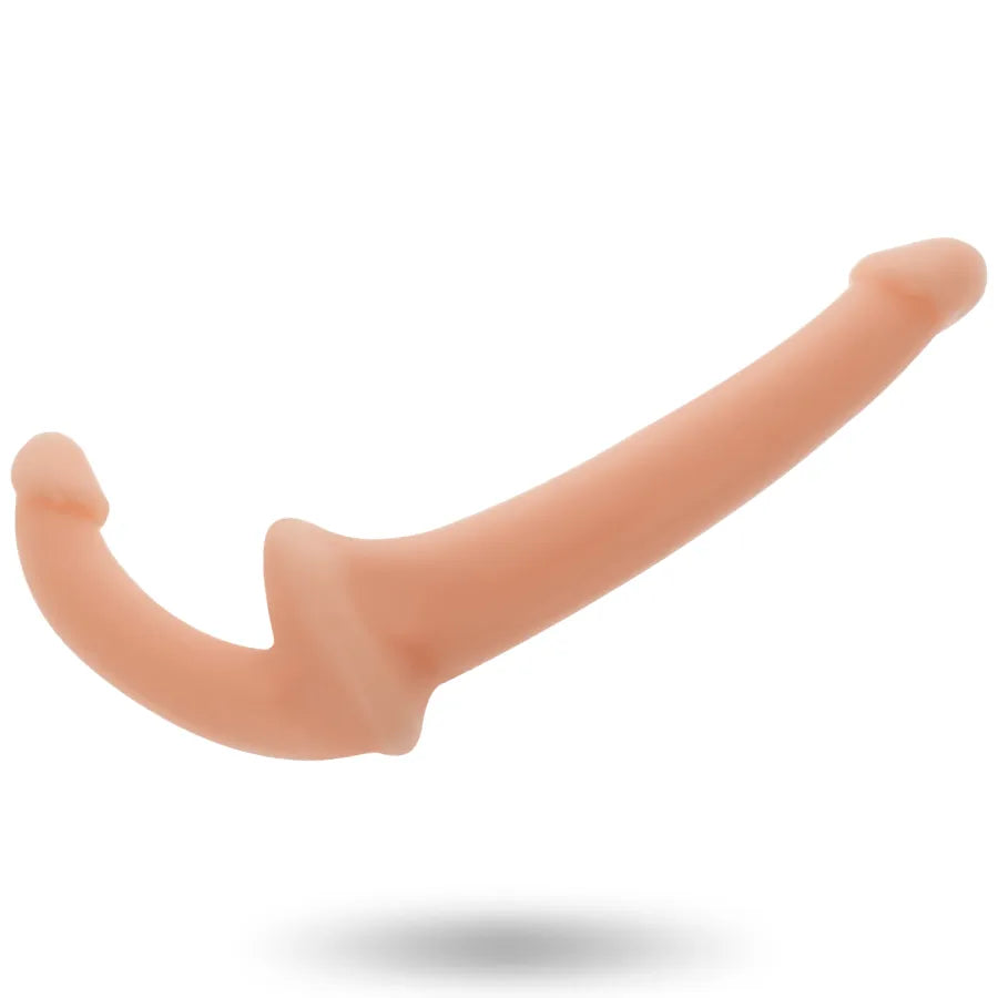 Gode sans harnais courbé en silicone imperméable, couleur chair, pour stimulation point G, design ergonomique réaliste.