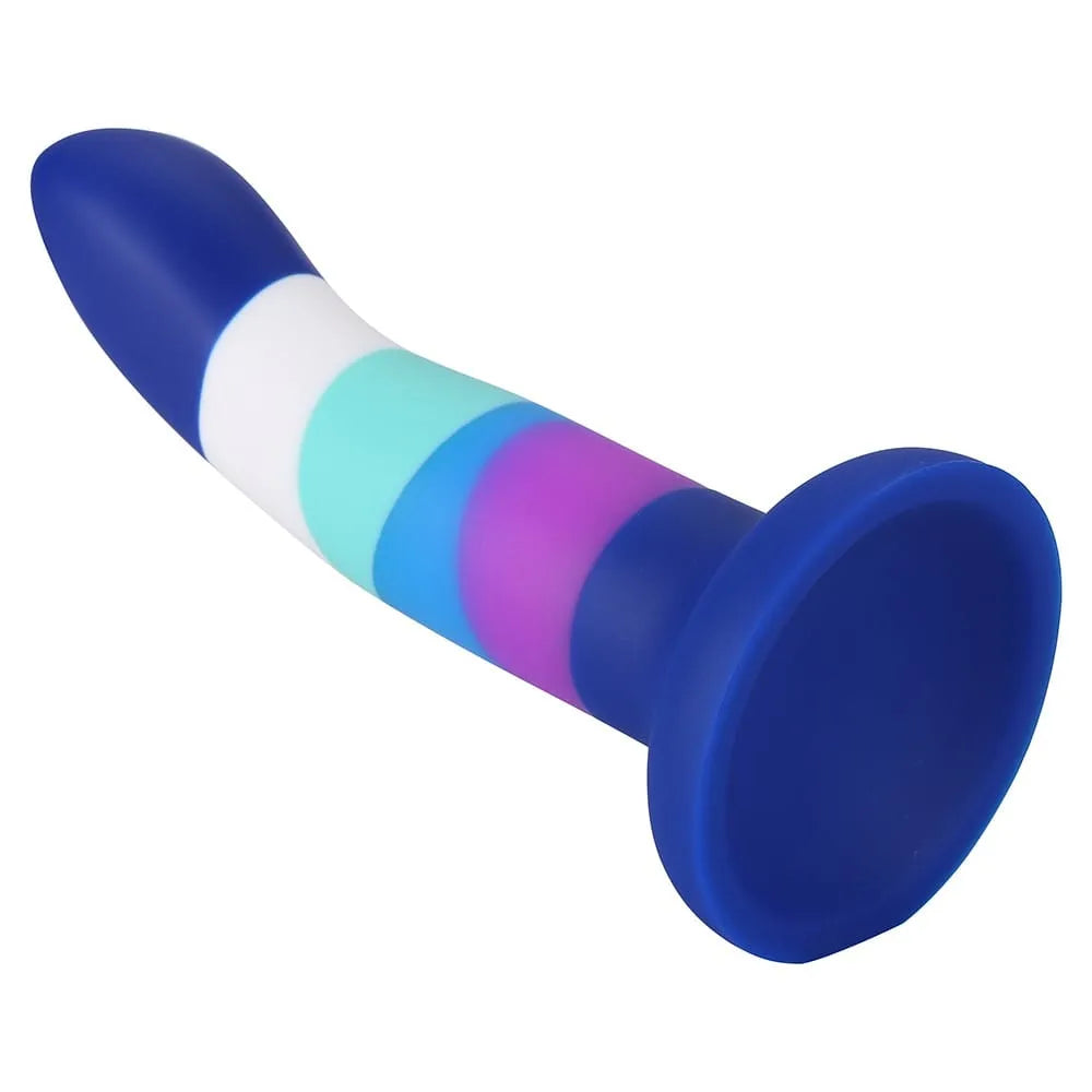 Gode silicone multicolore avec ventouse, doux et lisse, adaptable harnais, pour usage anal ou vaginal, ergonomique et disc...