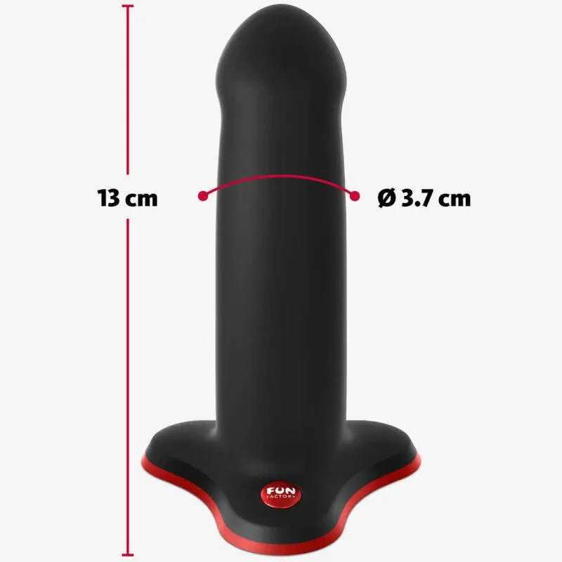 Gode en silicone noir incurvé, 13 cm, ventouse rouge, stimulation point G/prostate, débutants, étanche, hypoallergénique.