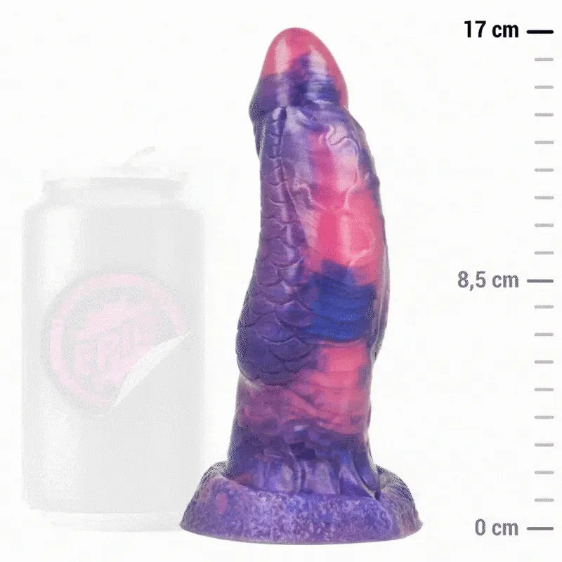 gode silicone phallique texturé anatomique réaliste voluptueux mythologique grecque méduse couleurs vibrantes base stabilisante longueur insérable 155mm