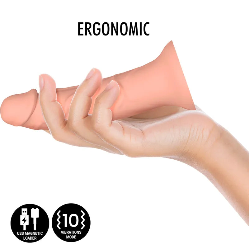 Gode silicone réaliste vibrant rose, texture détaillée, base aspiration, télécommande sans fil, chargeur magnétique inclus.