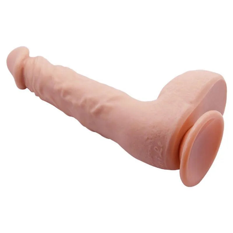 Gode ventouse courbé réaliste TPR beige, texture veinée, stimulation point G, ergonomique, mains libres.