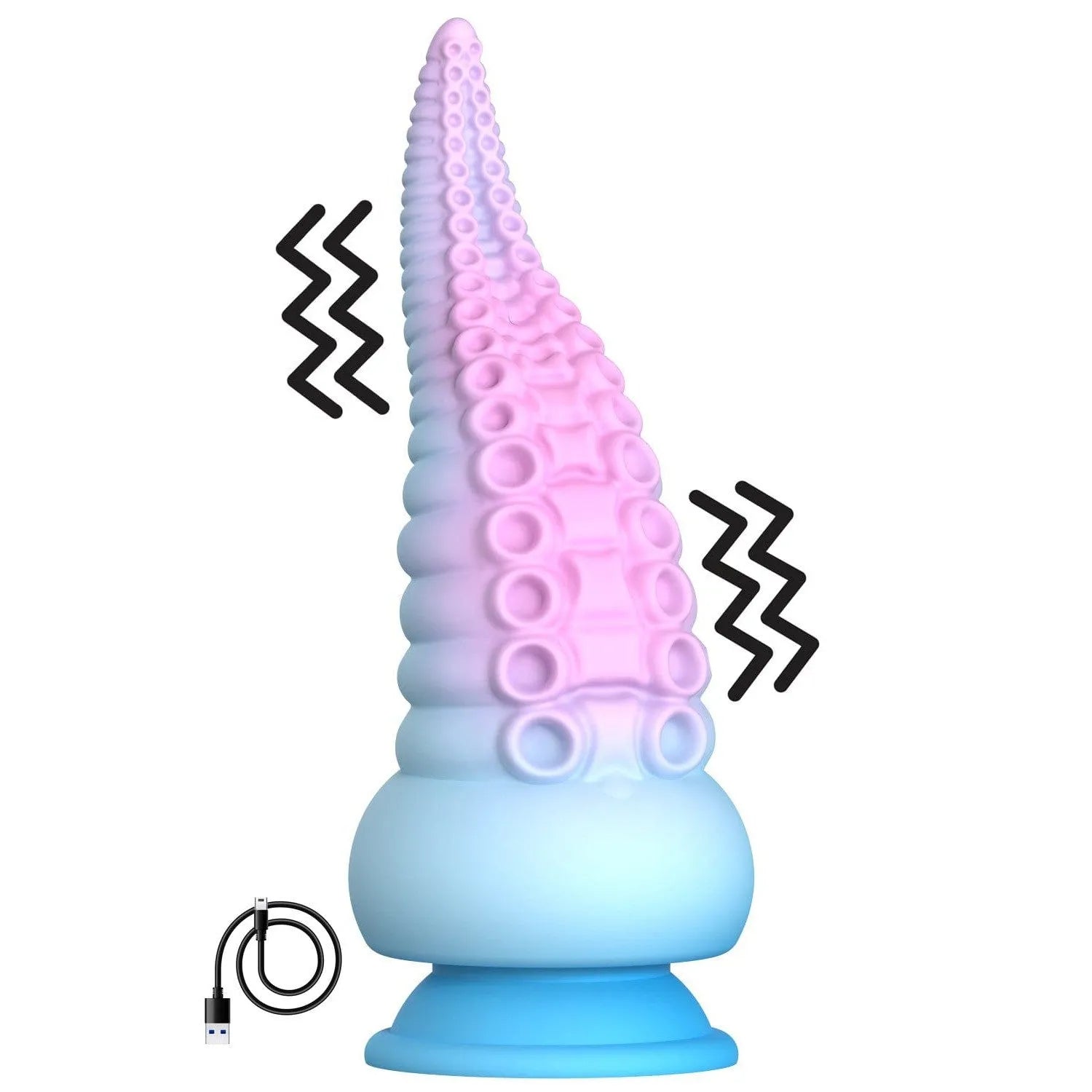 Gode tentacule vibrant silicone réaliste texture liquide qualité supérieure dix modes vibrations ventouse puissante étanche rechargeable câble inclus