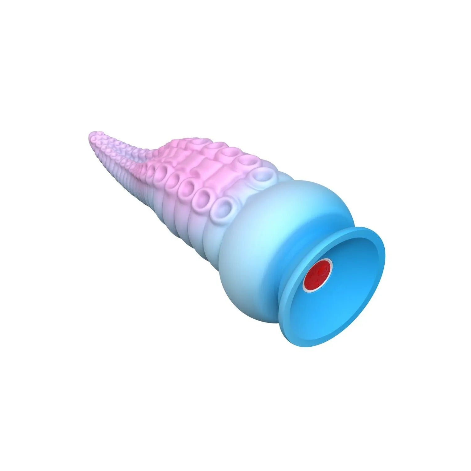 Gode tentacule vibrant en silicone bleu et rose, texture réaliste, ventouse puissante, 10 modes de vibration, étanche.