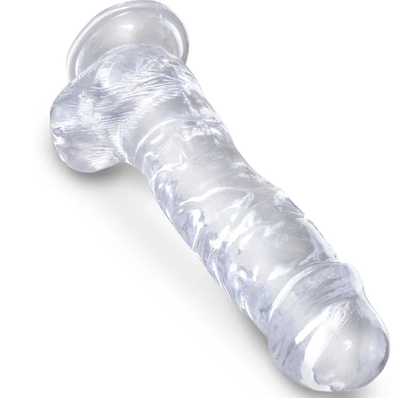 Gode translucide réaliste veiné avec ventouse robuste, 22cm, hypoallergénique, sans phtalates ni latex, étanche.
