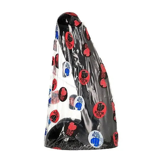 Gode flexible noir PVC 22cm, légèrement veiné, hypoallergénique, emballé, compatible lubrifiants eau et silicone.