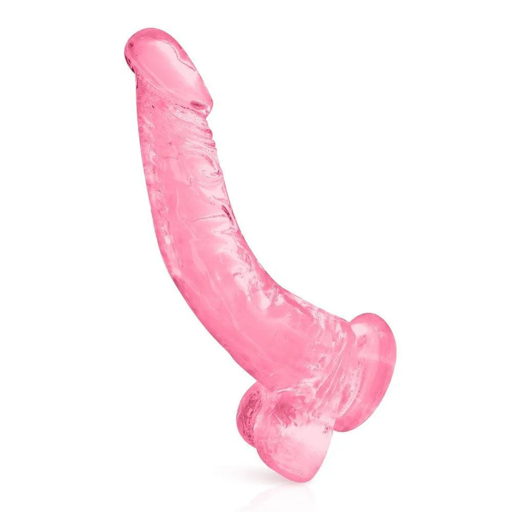 gode ventouse anal rose courbé thermoplastique sans phtalates doux souple réaliste gland testicules longueur 22 centimètres diamètre 35 millimètres prostate
