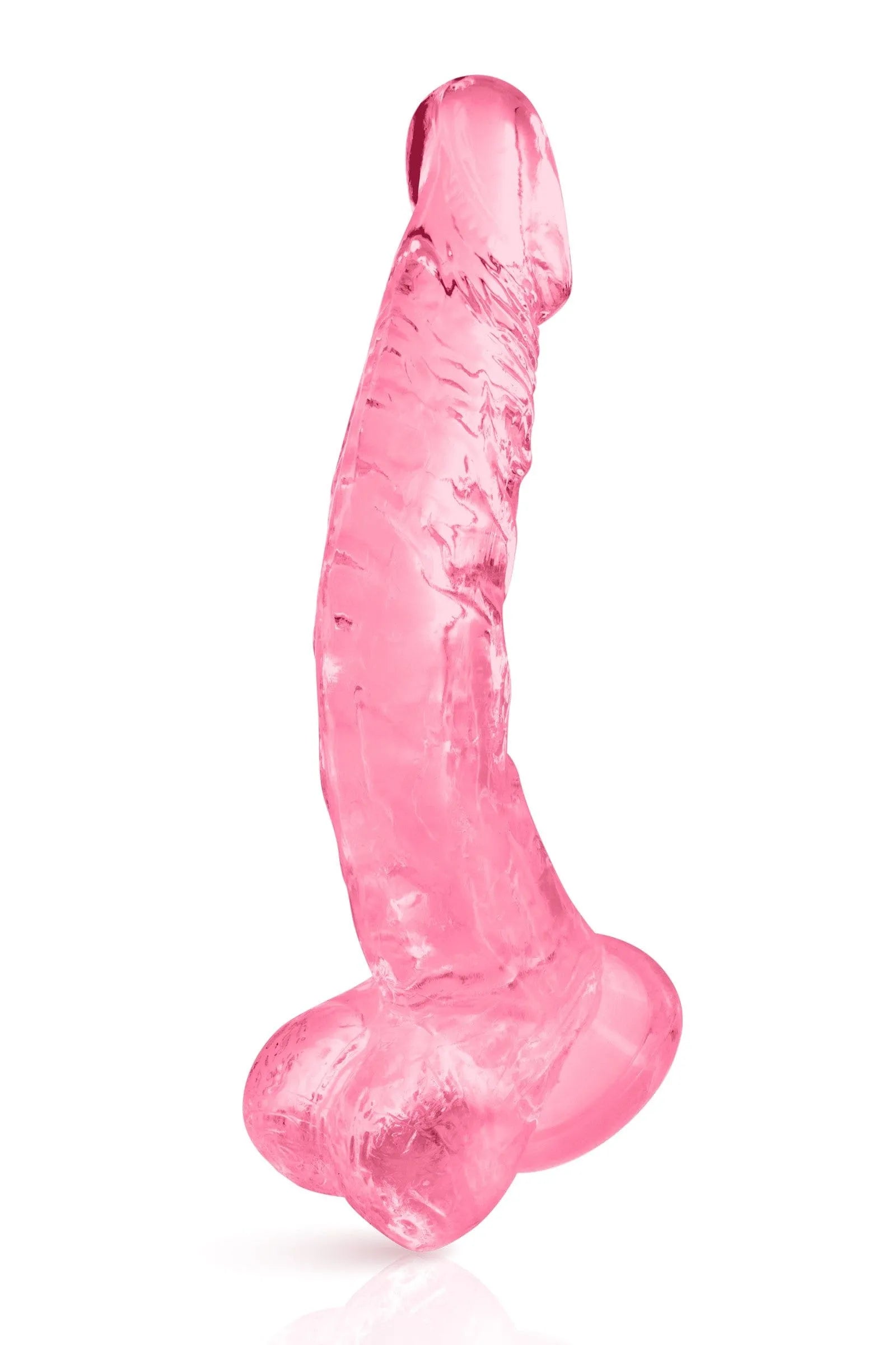 Gode ventouse rose courbé réaliste en TPE, 22cm, stimulation prostate, ventouse solide, surface texturée.