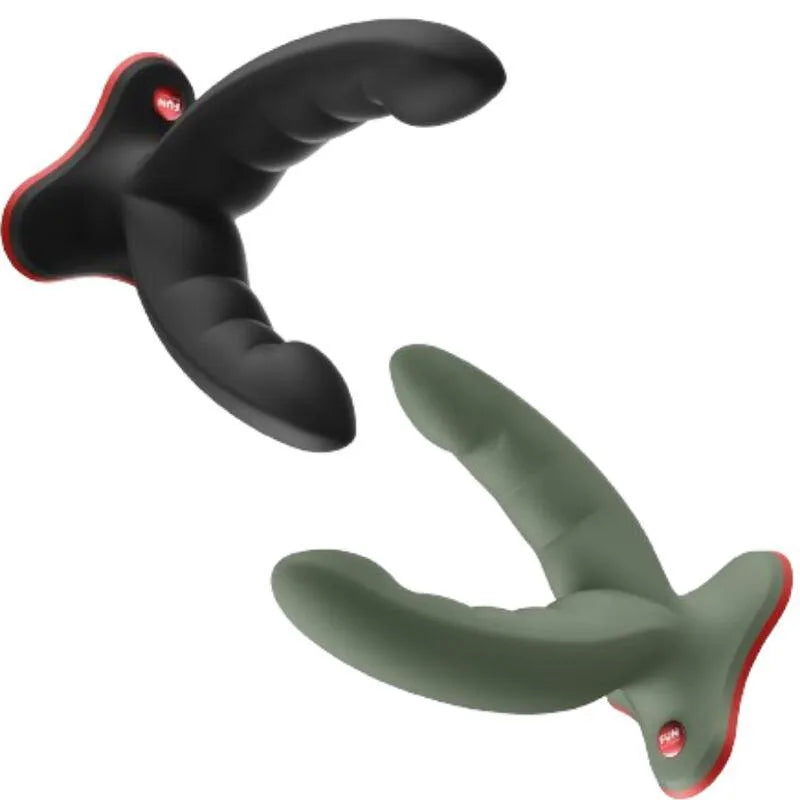 Gode ventouse noir et vert en silicone texturé avec crêtes, stimulation clitoridienne et anale, ergonomique et imperméable.