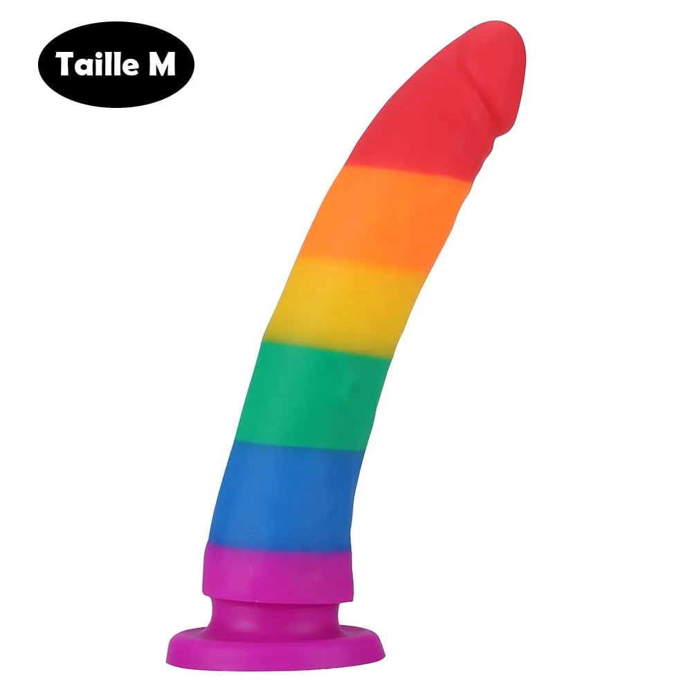 Gode Ventouse Oscillant Silicone Hypoallergénique Ultradoux Lisse Multicolore 22cm 45mm Ergonomique Puissante Harnaiscompatible Polyvalent Solo Couple Nettoyable