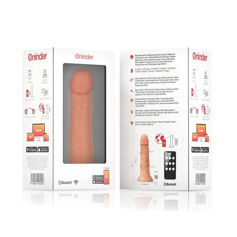 Gode vibrant en silicone rose, ergonomique, avec contrôle mobile, dans un emballage illustrant ses fonctionnalités connect...