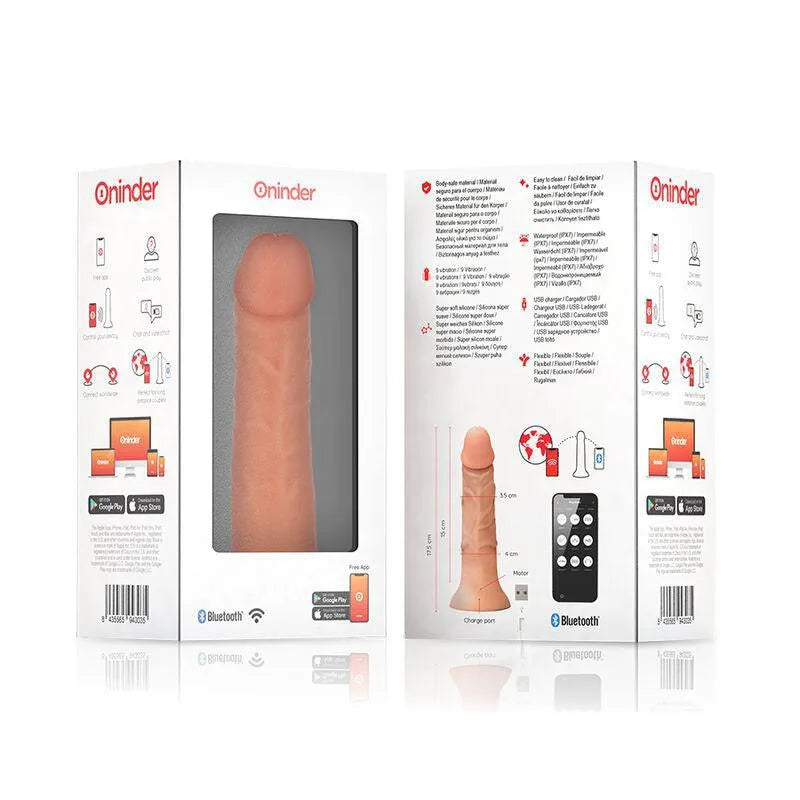 Gode vibrant silicone beige connecté, ergonomique, avec application mobile, dans emballage, neuf modes vibrations, étanche.