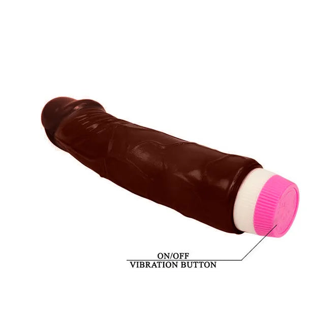Gode vibrant réaliste en gelée marron, 19 cm, texture douce, ventouse rose, vibrations réglables, mains libres.