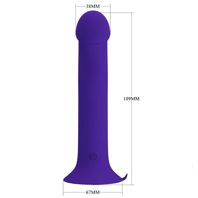 Gode vibrant violet en silicone, forme ergonomique, base ventouse, 12 fonctions, stimulation intense, rechargeable.