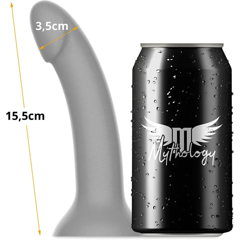 godemichet argenté silicone médical haute gamme compatible harnais ergonomique flexible finition élégante longueur quinze centimètres diamètre trois centimètres