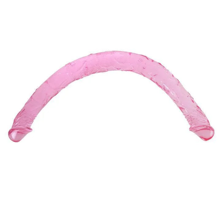 Godemichet double tête souple gélatineux toucher réaliste polyvalent pénétration vaginale anale sensations doublées confortable longueur quarante quatre centimètres