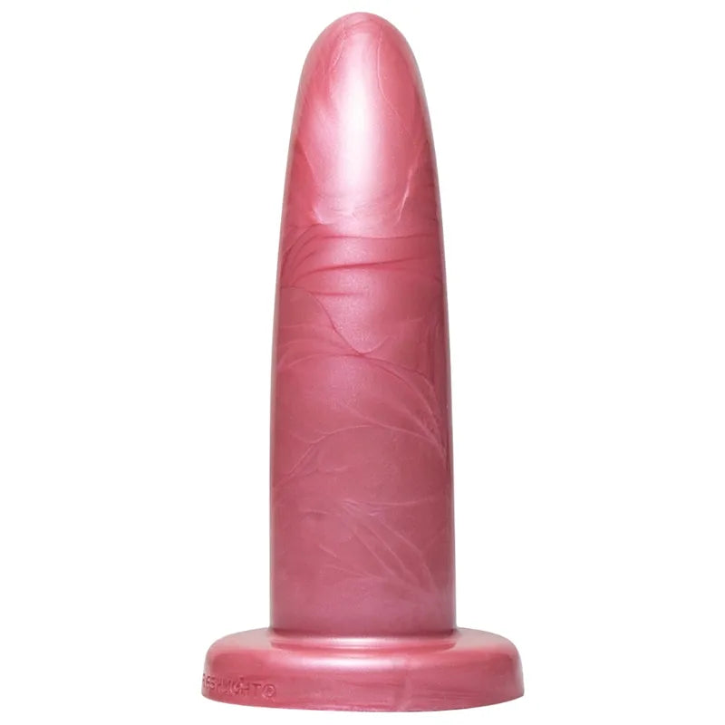 Godemichet silicone platine rose incurvé, ergonomique, stimulation point G, longueur 14cm, compatible harnais.