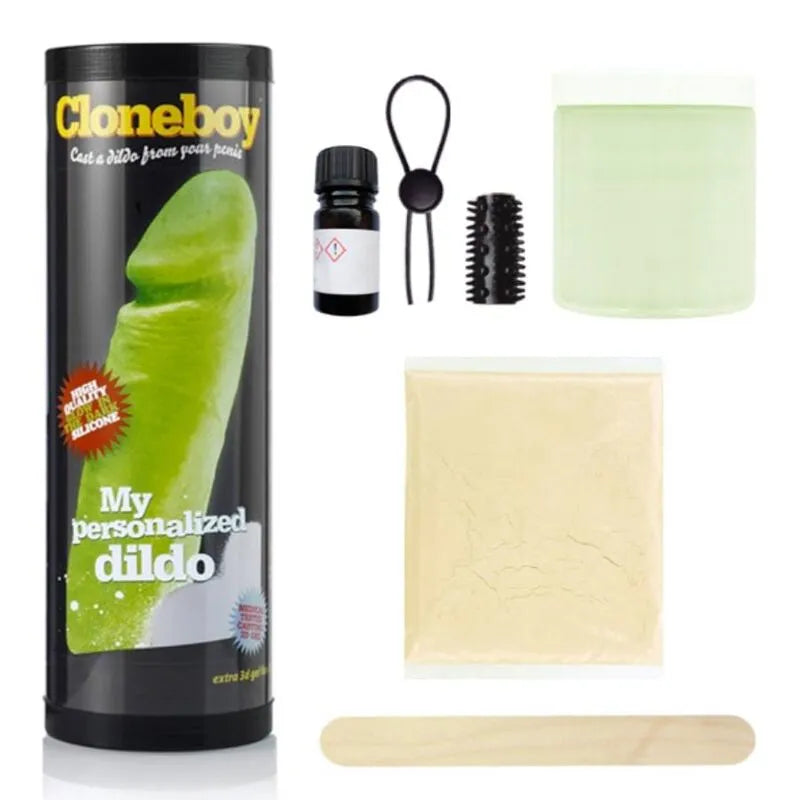 Kit godemichet phosphorescent personnalisable, silicone médical, accessoires moulage inclus, brille dans le noir.
