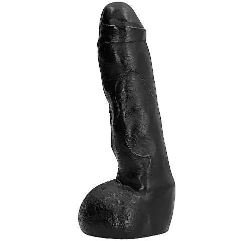 Godemichet noir réaliste 18cm, texture ondulée, PVC hypoallergénique, compatible lubrifiants, facile à nettoyer.