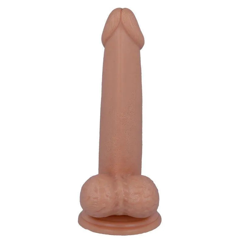 Godemichet réaliste hypoallergénique beige, texture peau naturelle, ventouse puissante, idéal débutants.
