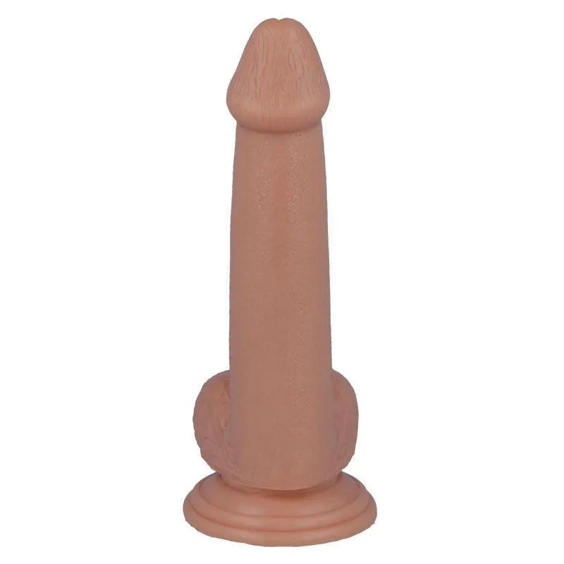 Godemichet réaliste hypoallergénique beige, texture peau naturelle, ventouse puissante, idéal débutants.