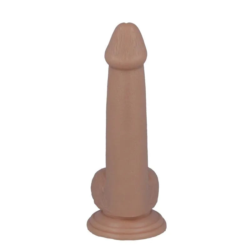 Godemichet réaliste beige, texture peau, ventouse puissante, idéal débutants, hypoallergénique, compatible lubrifiants aqu...
