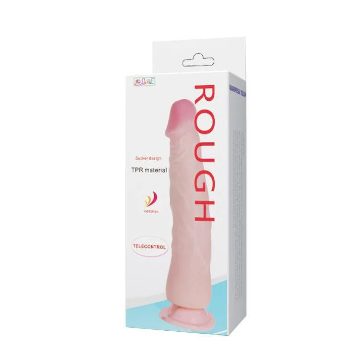 Godemichet réaliste vibrant rose Loveclone 22cm, texture humaine, intensité réglable, base ventouse, boîte blanche.