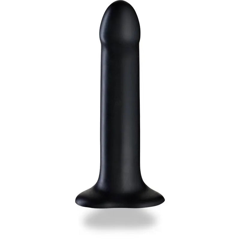 Godemichet incurvé noir en silicone médical, 18cm, stimulation prostate et point G, ventouse, harnais, étanche.
