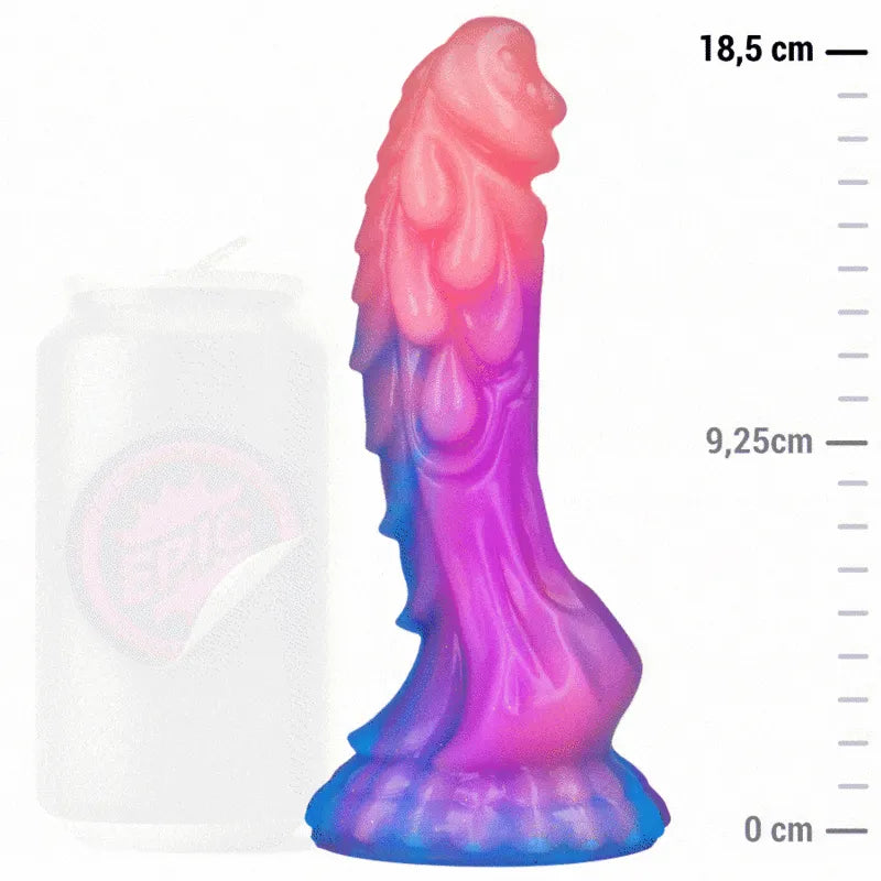 Godemichet silicone multicolore mythologie grecque, design Ashtar, courbes sensuelles, ventouse mains libres, 18,5 cm.