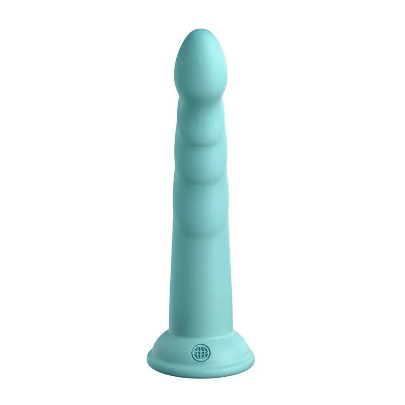 Godemichet silicone platine bleu avec ventouse, surface lisse et non poreuse, forme ergonomique, haute qualité médicale.