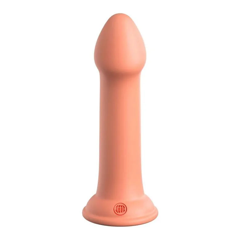 Godemichet silicone platine ventouse puissante, forme réaliste, couleur chair, compatible harnais, surface lisse.