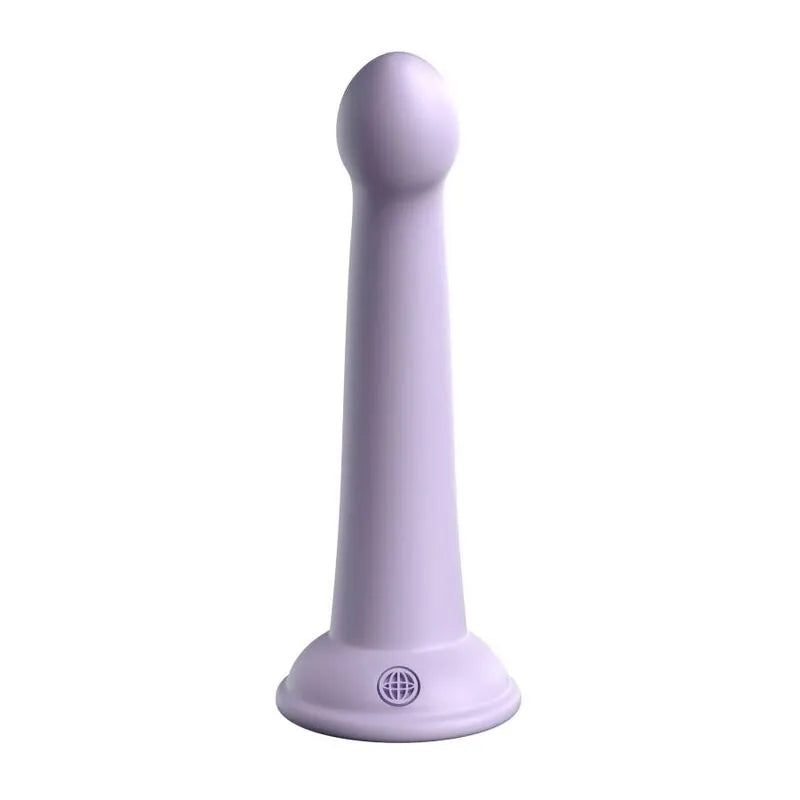 Godemichet silicone platine violet, texture lisse, ventouse robuste, ergonomique, flexible, pour harnais universel.
