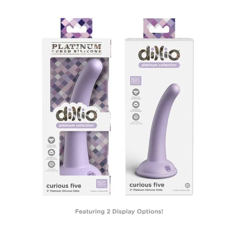 Godemichet silicone platine violet avec ventouse, forme ergonomique, emballage Platinum Collection, fixation mains libres.