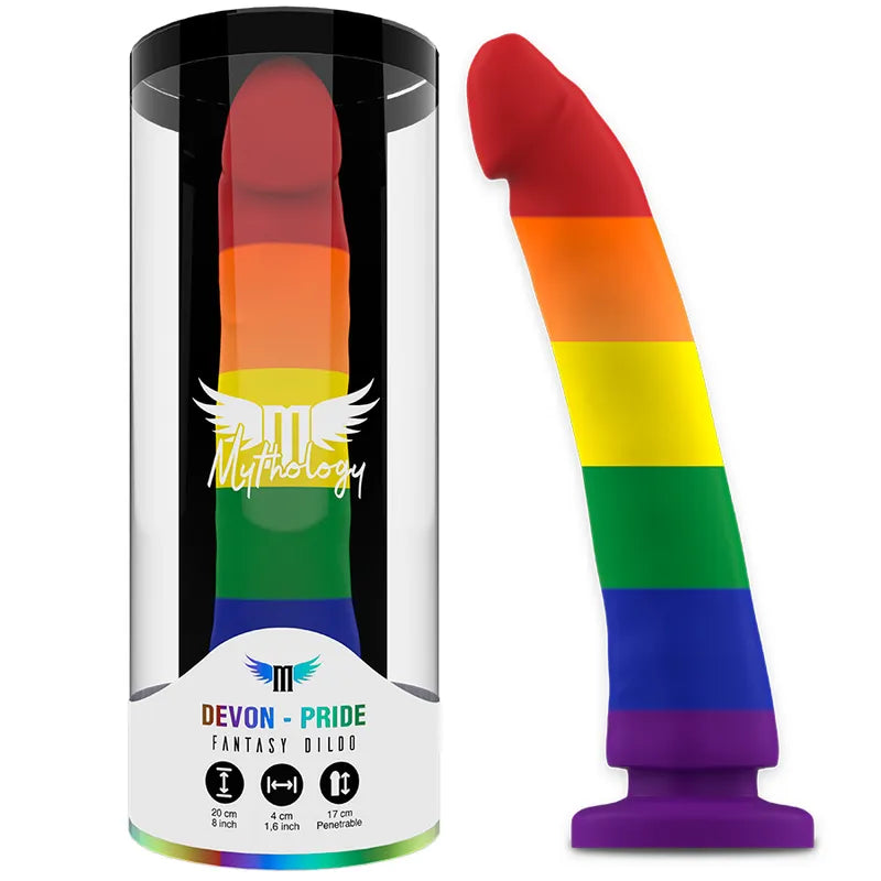 Godemichet silicone arc-en-ciel avec base d'aspiration, ergonomique, flexible, stimulation prostate, sans BPA.