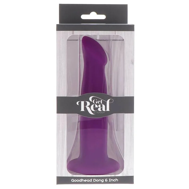 Godemichet silicone violet 12cm avec ventouse, texture réaliste, stimulation ciblée, compatible harnais, emballage inclus.