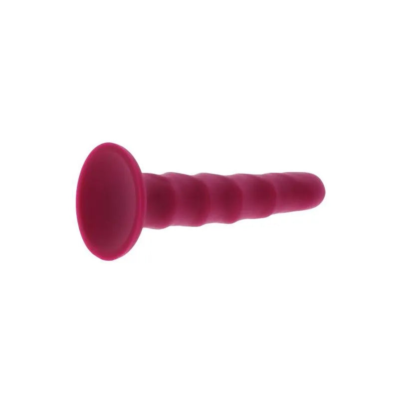 Godemichet silicone rose 12 cm avec ventouse, texture réaliste, ergonomique, hypoallergénique, compatible harnais.
