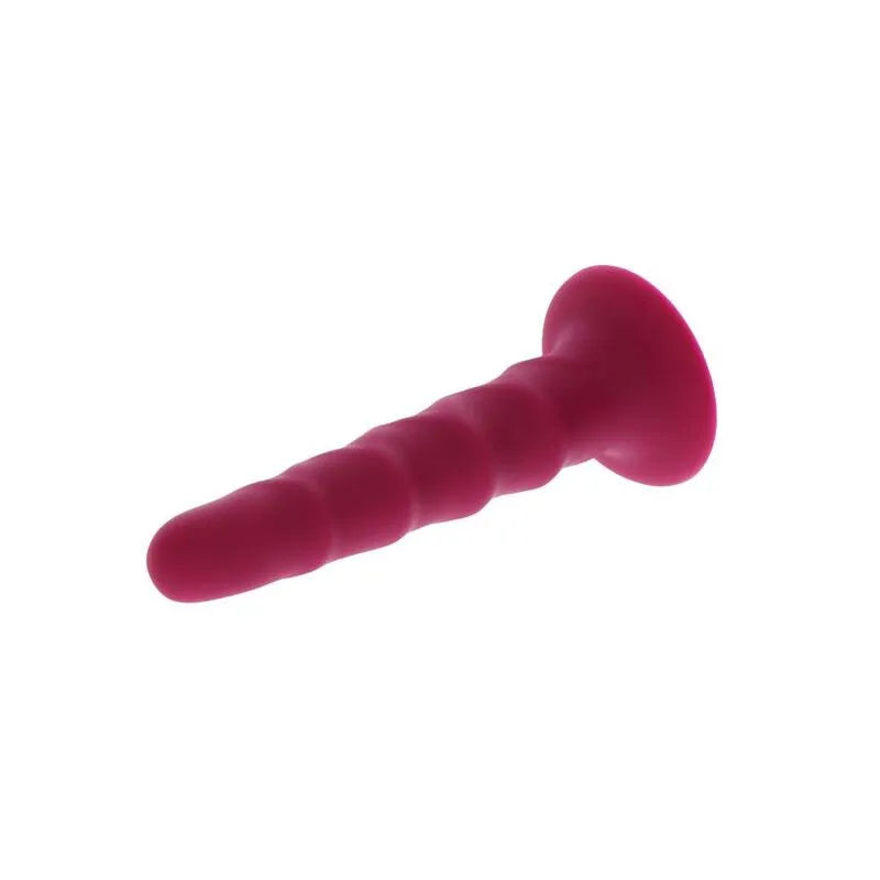 Godemichet silicone rose 12 cm avec ventouse, texture réaliste, ergonomique, hypoallergénique, compatible harnais.