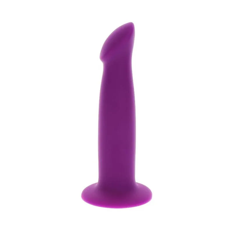 Godemichet violet en silicone médical, 12 cm, ventouse robuste, texture réaliste, stimulation ciblée, compatible harnais.