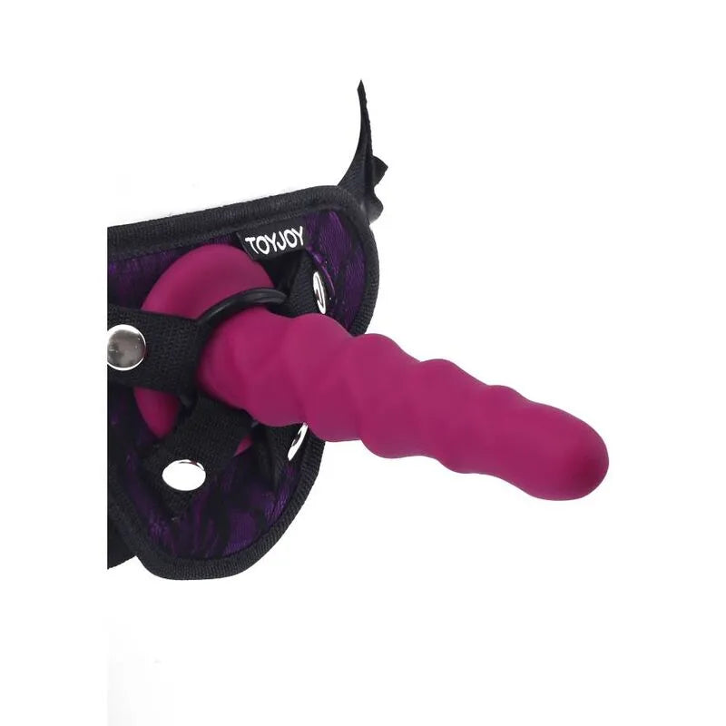 Godemichet silicone rose 12 cm avec ventouse, texture réaliste, compatible harnais, stimulation ergonomique.