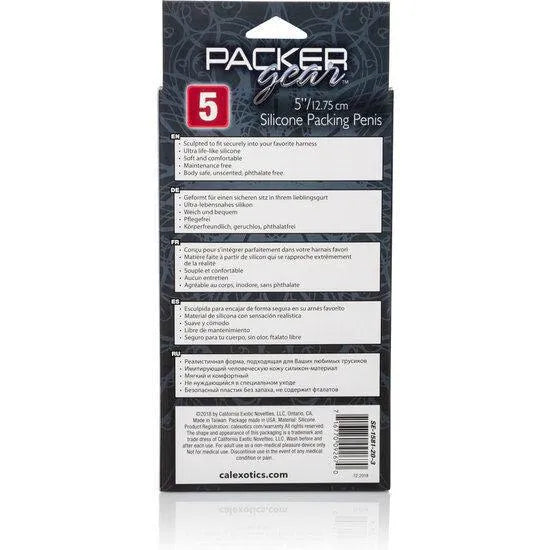 Emballage du godemichet silicone Packer Gear, noir, souple, compatible harnais, imperméable, compact et discret.