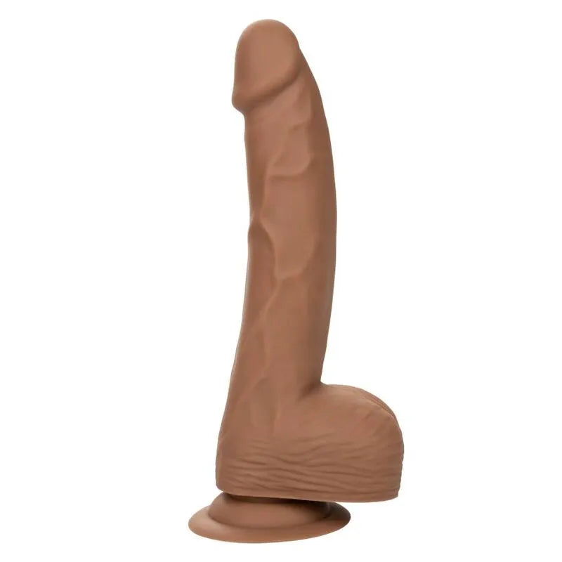 Godemichet silicone réaliste 8 pouces, couleur chair, texture souple, ventouse pour fixation mains libres, harnais compati...