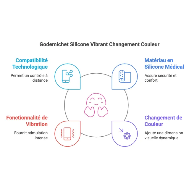 Godemichet silicone vibrant violet rose fluo, thermochromique, flexible, base aspiration, ergonomique, étanche.