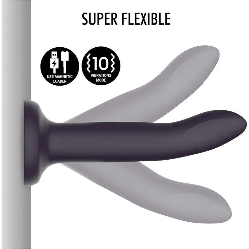 Godemichet silicone violet flexible, vibrant, changeant de couleur, avec chargeur magnétique et télécommande sans fil.