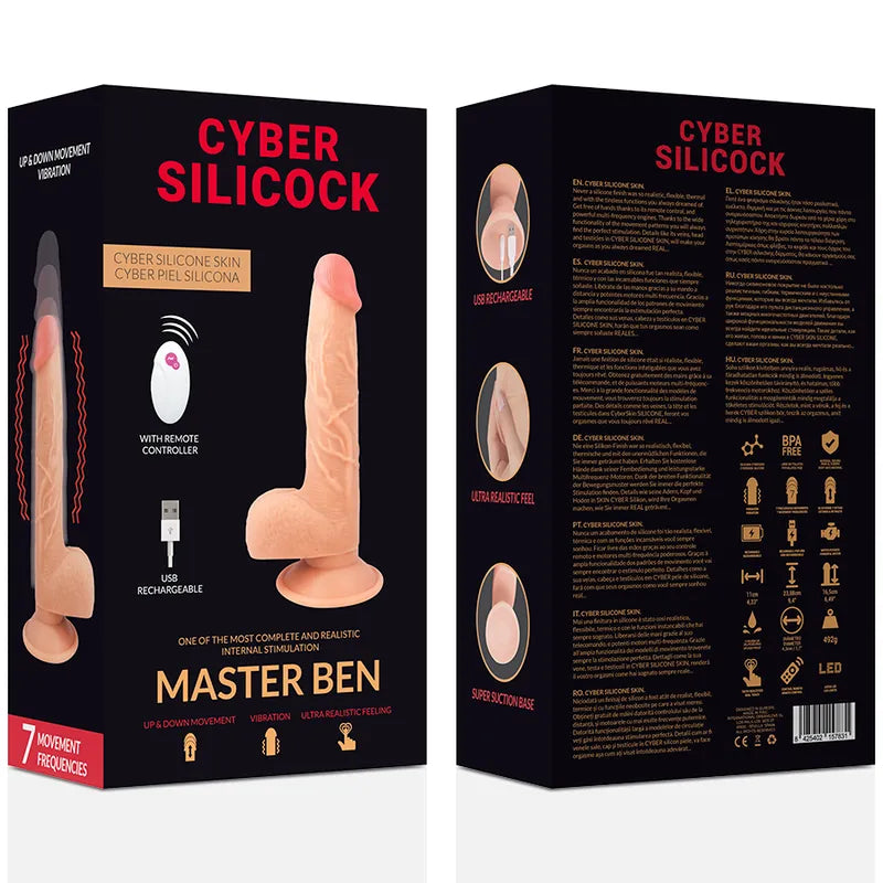 Godemichet silicone réaliste sans phtalates, télécommande, 7 modes vibrations, ventouse puissante, rechargeable, insérable.