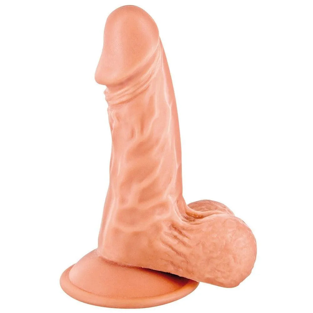 gode réaliste va vient ventouse puissante mains libres testicules sans phtalates longueur treize centimetres diametre trois virgule huit centimetres